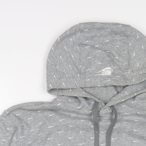 Nike Mens Grey Geometric Cotton Pullover Hoodie Size S - Logo