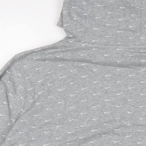 Nike Mens Grey Geometric Cotton Pullover Hoodie Size S - Logo