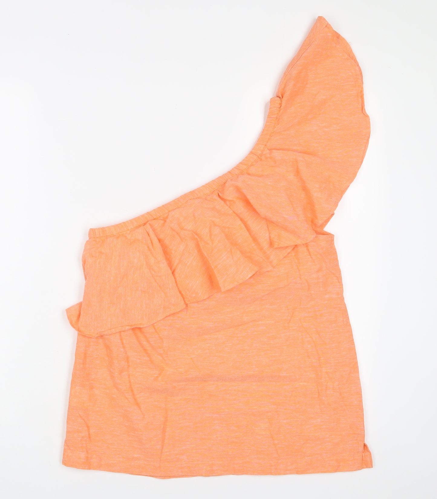 Oasis Womens Orange Linen Basic T-Shirt Size 12 One Shoulder