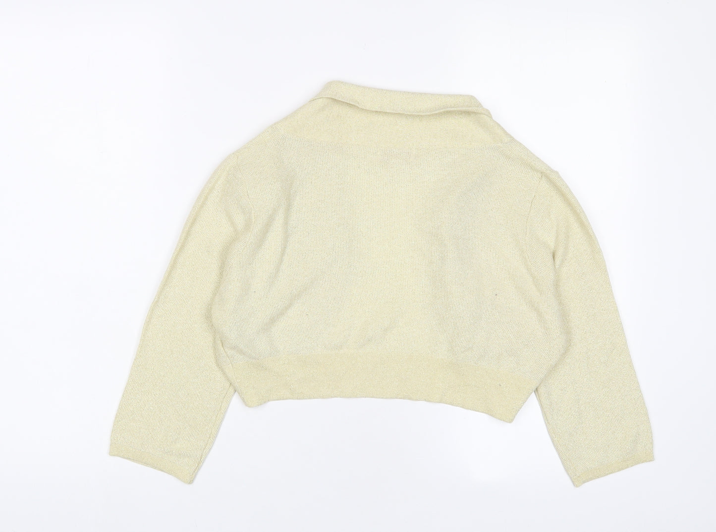 Fever Womens Beige V-Neck Cotton Cardigan Jumper Size 12 - Open, Glitter