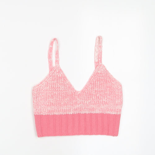 ASOS Womens Pink Geometric Acrylic Cropped Tank Size 10 V-Neck