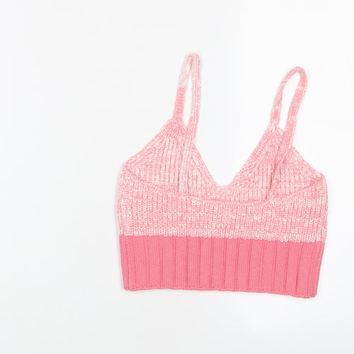 ASOS Womens Pink Geometric Acrylic Cropped Tank Size 10 V-Neck
