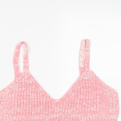 ASOS Womens Pink Geometric Acrylic Cropped Tank Size 10 V-Neck
