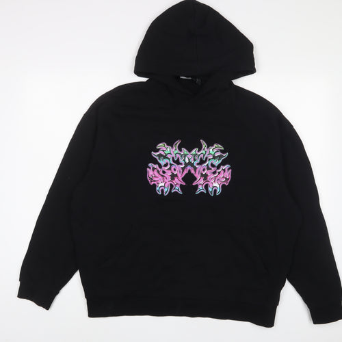 ASOS Mens Black Cotton Pullover Hoodie Size L