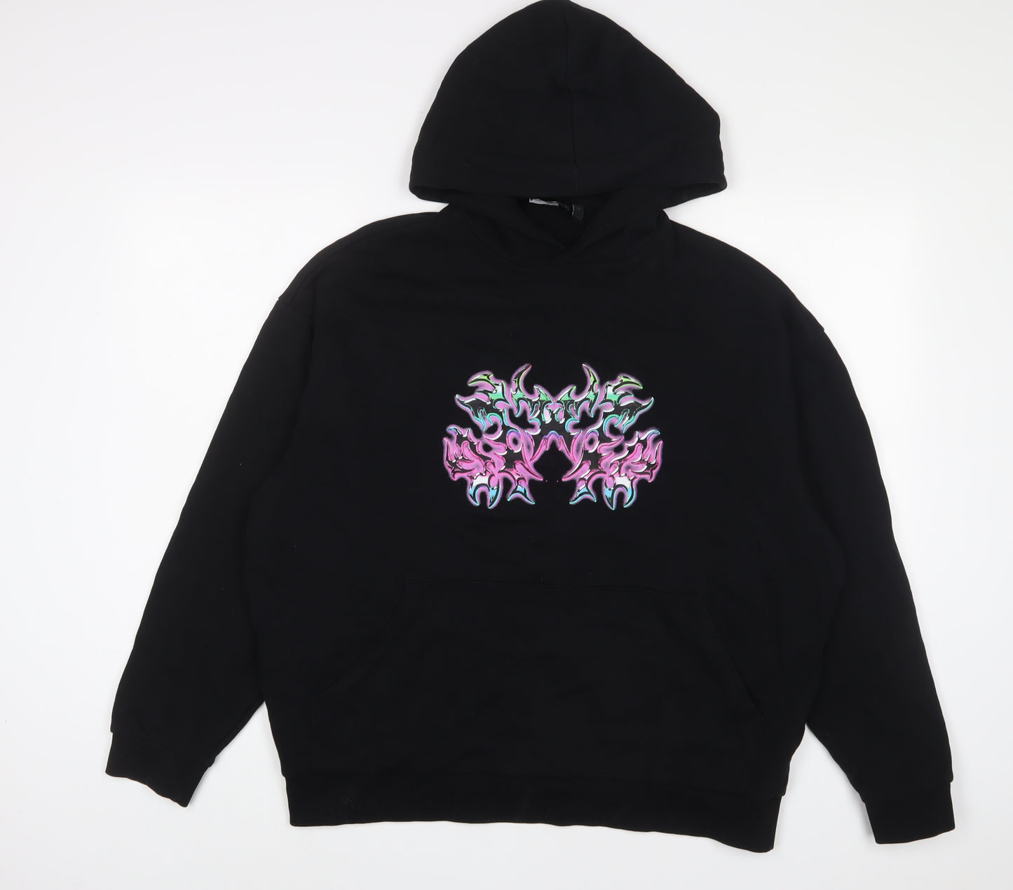 ASOS Mens Black Cotton Pullover Hoodie Size L