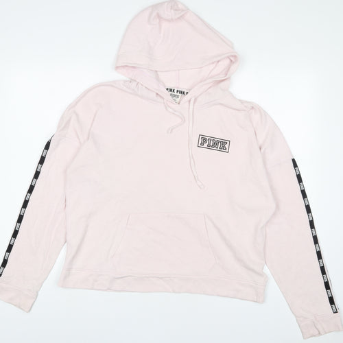 PINK Womens Pink Polyester Pullover Hoodie Size L Pullover