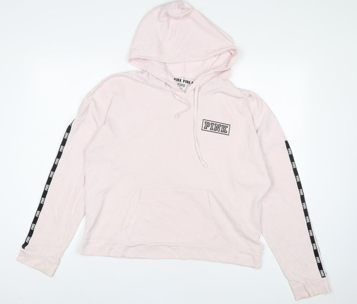 PINK Womens Pink Polyester Pullover Hoodie Size L Pullover