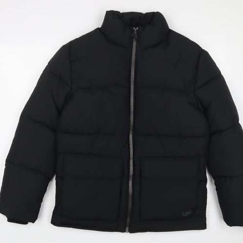 Marks and Spencer Mens Black Quilted Jacket Size M Zip - Water Resistant