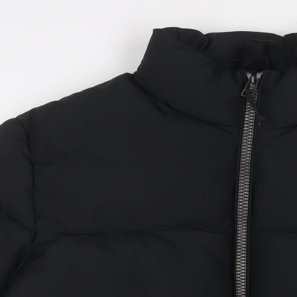 Marks and Spencer Mens Black Quilted Jacket Size M Zip - Water Resistant