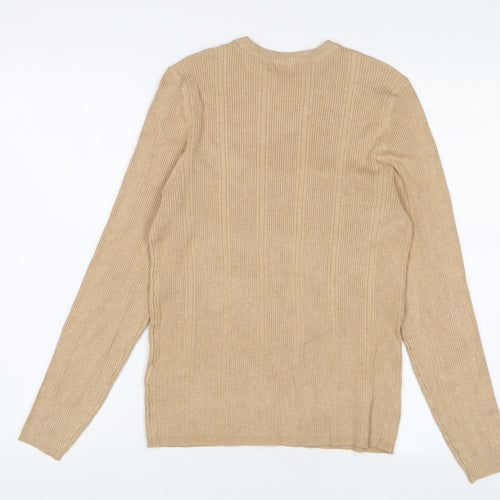 Marks and Spencer Womens Beige Crew Neck Viscose Pullover Jumper Size 14 - Stretch