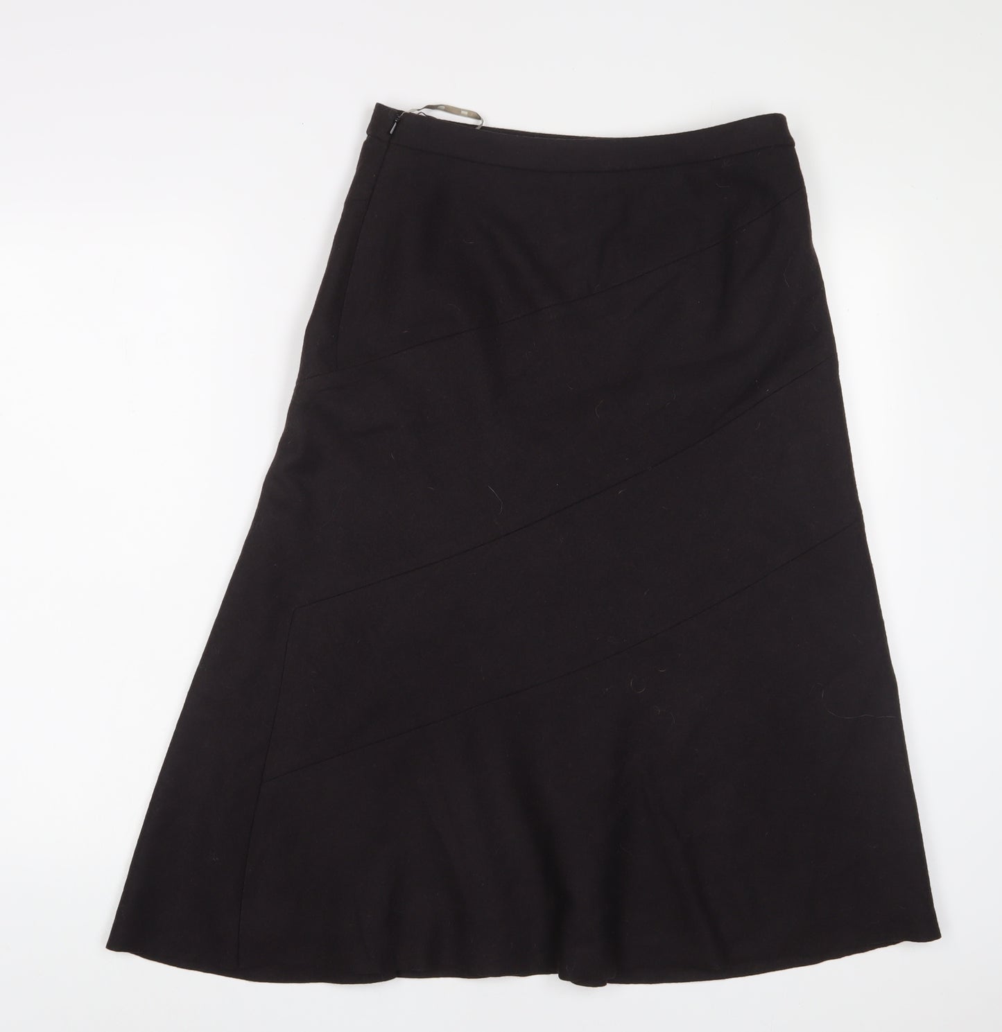 Hobbs Womens Brown Wool A-Line Skirt Size 10 Zip