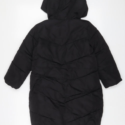 Marks and Spencer Girls Black Quilted Coat Size 6-7 Years Zip - Zip Pockets
