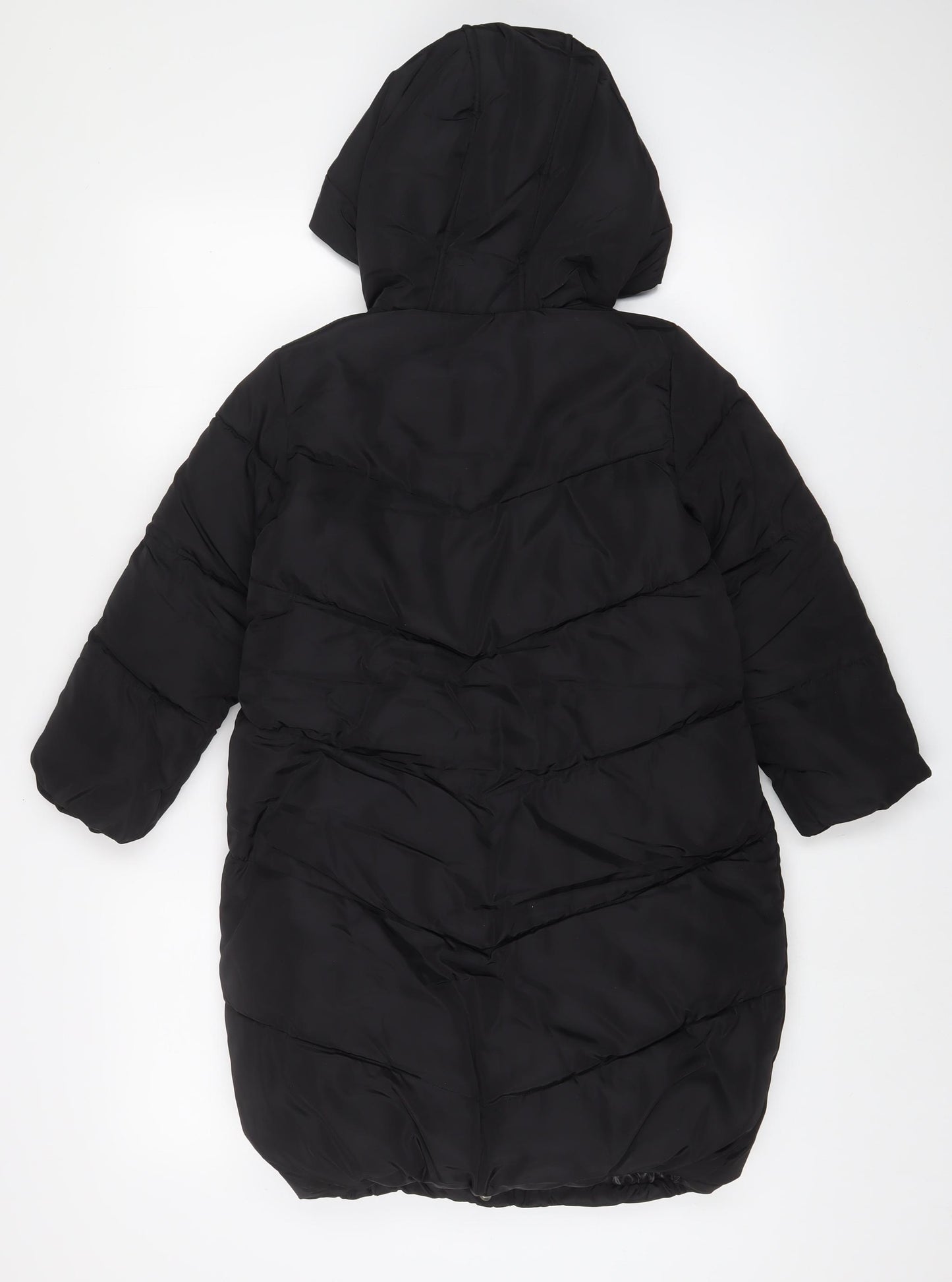 Marks and Spencer Girls Black Quilted Coat Size 6-7 Years Zip - Zip Pockets