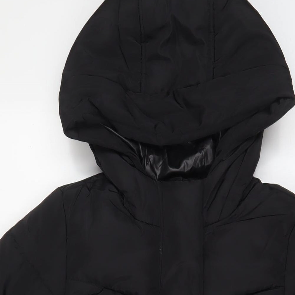 Marks and Spencer Girls Black Quilted Coat Size 6-7 Years Zip - Zip Pockets