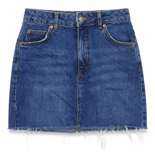 Topshop Womens Blue Cotton A-Line Skirt Size 6 Zip