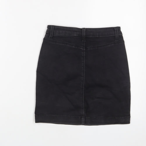 Missguided Womens Black Cotton A-Line Skirt Size 8 Zip