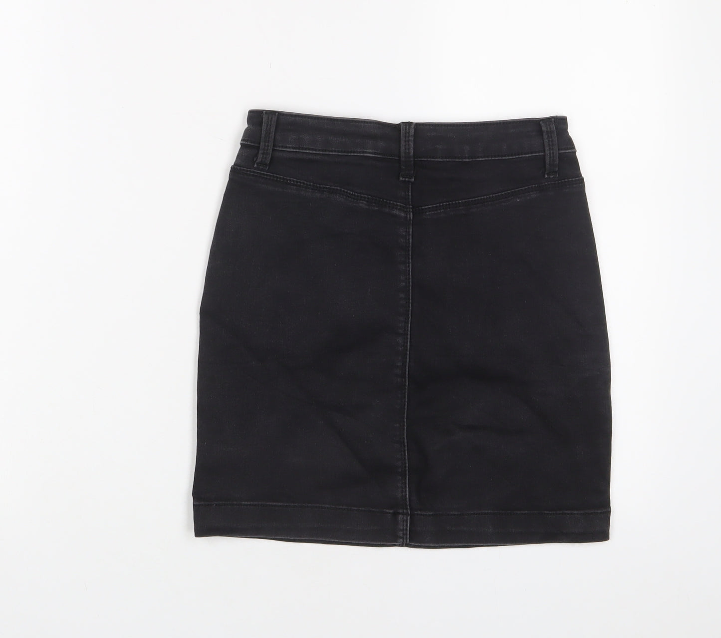 Missguided Womens Black Cotton A-Line Skirt Size 8 Zip