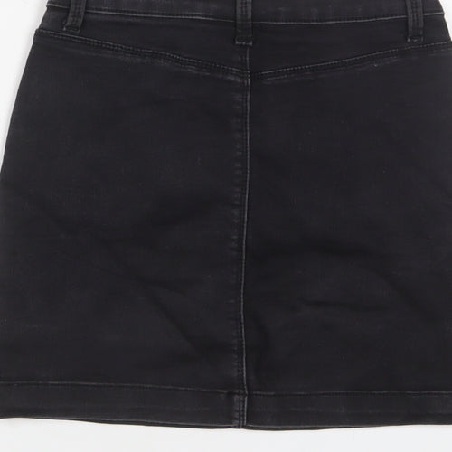 Missguided Womens Black Cotton A-Line Skirt Size 8 Zip