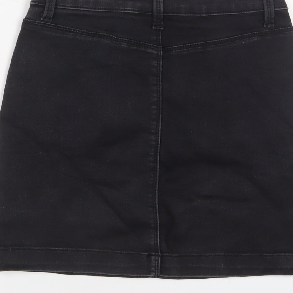 Missguided Womens Black Cotton A-Line Skirt Size 8 Zip