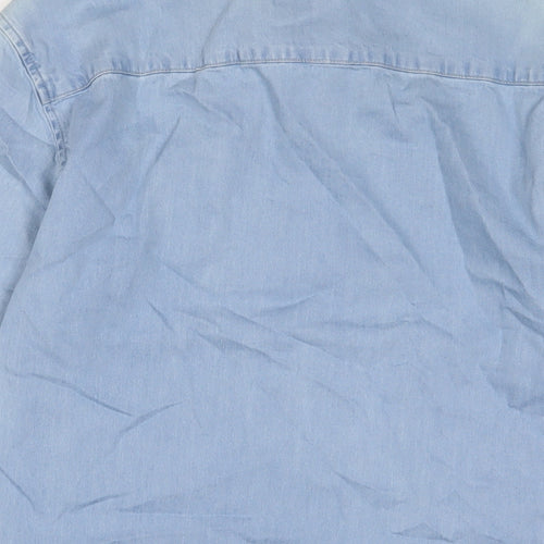 Topman Mens Blue Cotton Button-Up Size M Collared Button