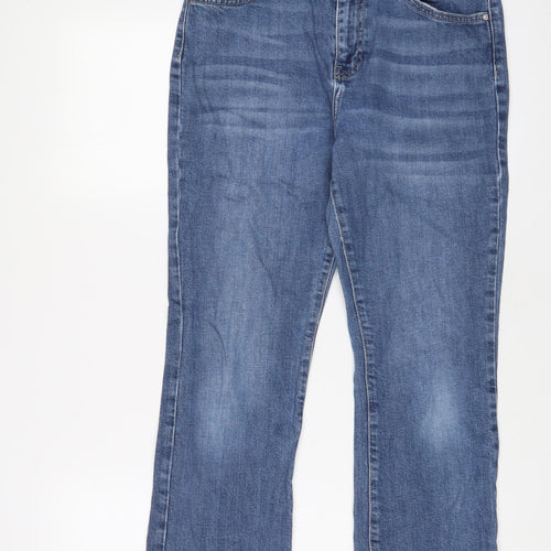 Topshop Womens Blue Cotton Straight Jeans Size 30 in L30 in Regular Zip