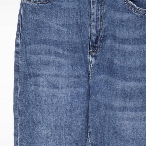 Topshop Womens Blue Cotton Straight Jeans Size 30 in L30 in Regular Zip