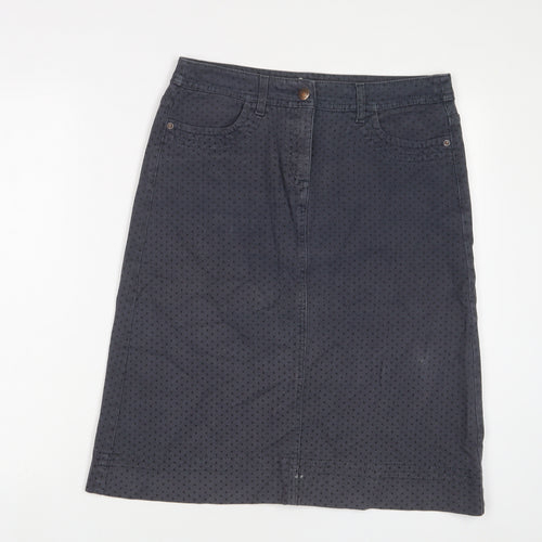 Boden Womens Blue Geometric Cotton A-Line Skirt Size 12 Zip - Star Pattern