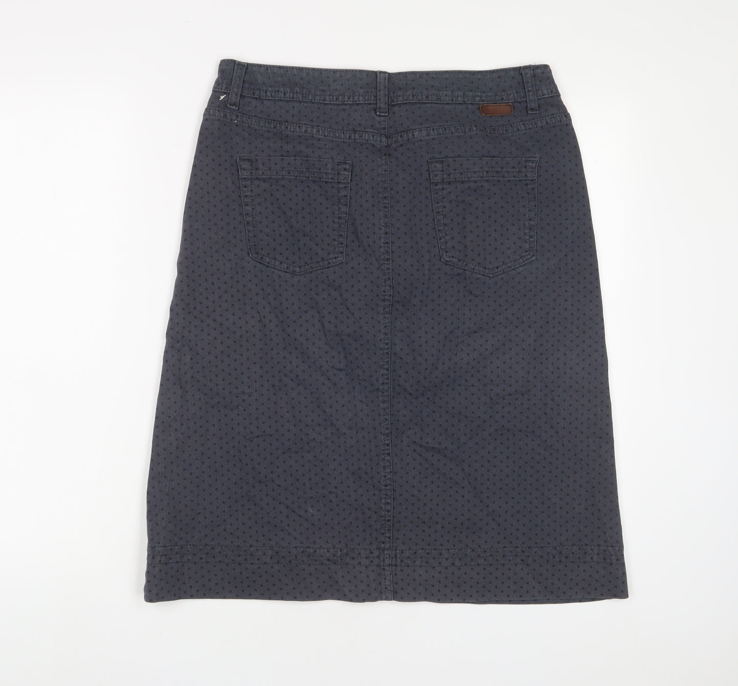 Boden Womens Blue Geometric Cotton A-Line Skirt Size 12 Zip - Star Pattern