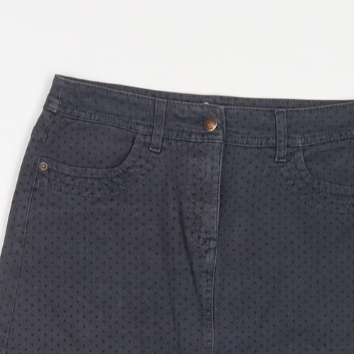 Boden Womens Blue Geometric Cotton A-Line Skirt Size 12 Zip - Star Pattern
