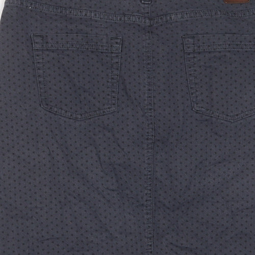 Boden Womens Blue Geometric Cotton A-Line Skirt Size 12 Zip - Star Pattern