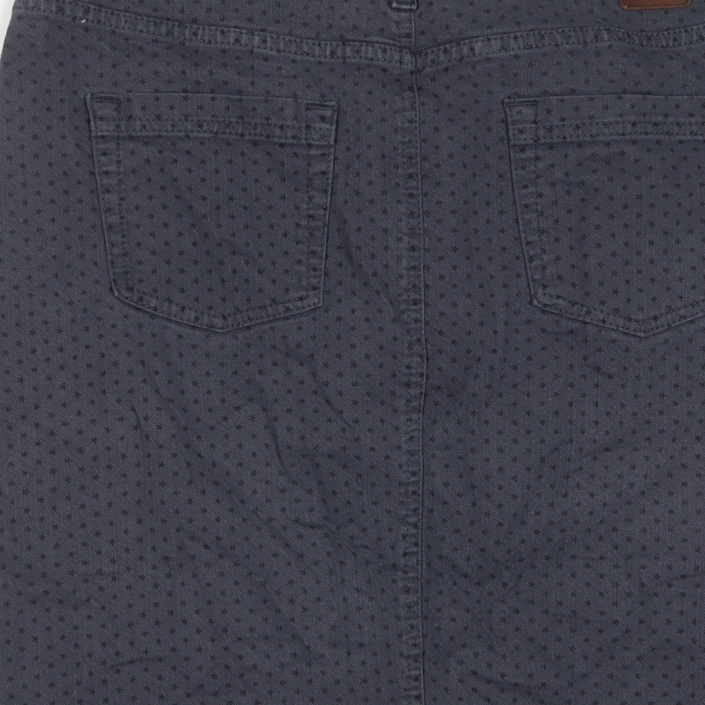 Boden Womens Blue Geometric Cotton A-Line Skirt Size 12 Zip - Star Pattern
