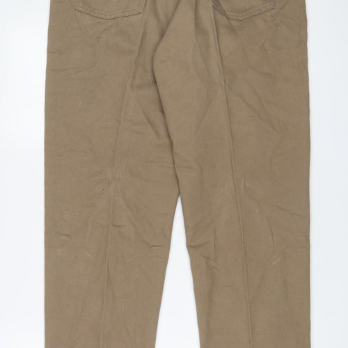 Trading-Co Mens Brown Cotton Straight Jeans Size 34 in L30 in Regular Zip
