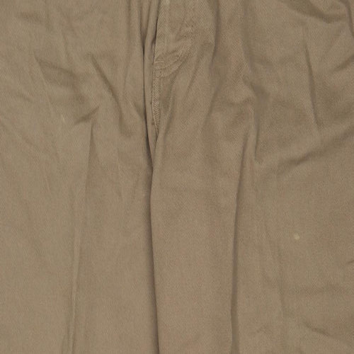 Trading-Co Mens Brown Cotton Straight Jeans Size 34 in L30 in Regular Zip