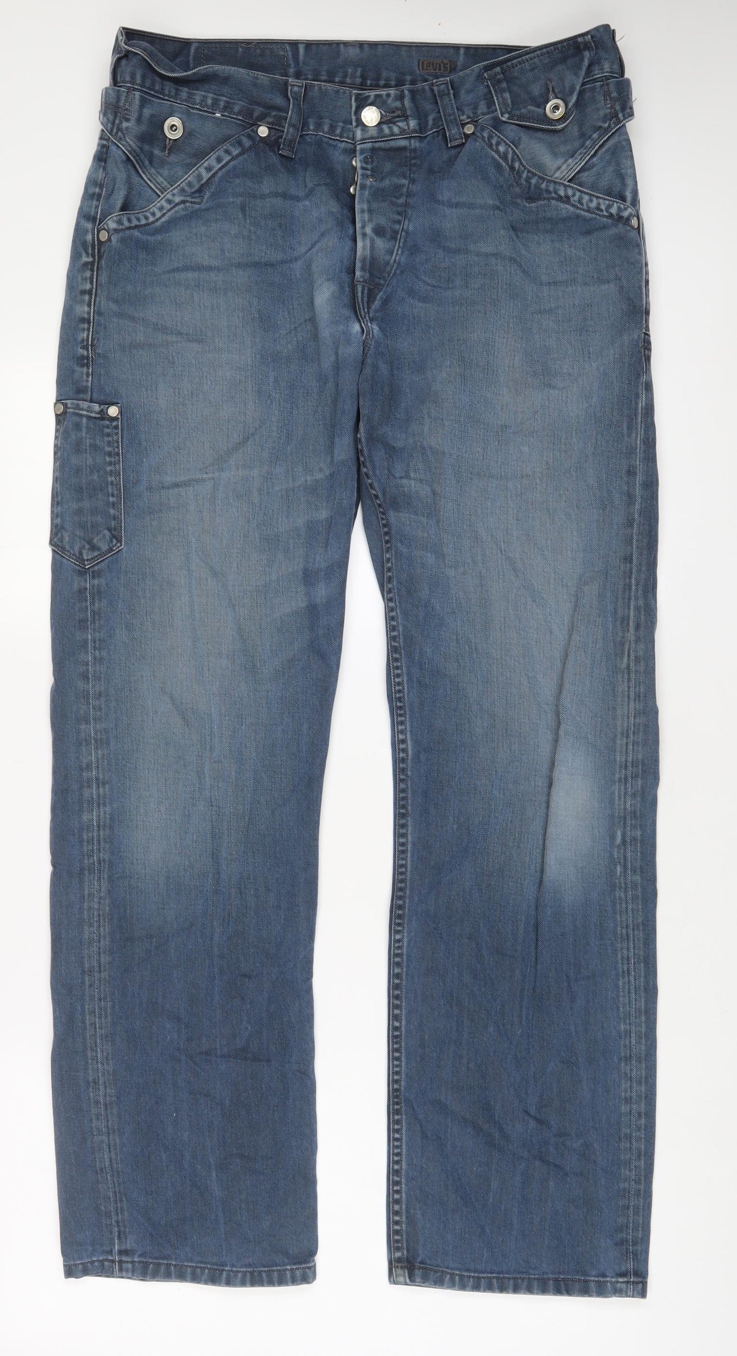 Levi's Mens Blue Cotton Straight Jeans Size 34 in L32 in Regular Zip