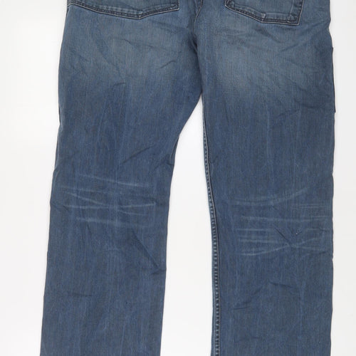 Levi's Mens Blue Cotton Straight Jeans Size 34 in L32 in Regular Zip