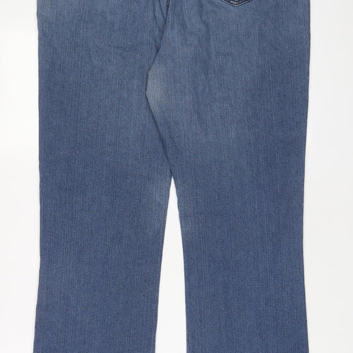 TU Womens Blue Cotton Bootcut Jeans Size 16 L32 in Regular Zip