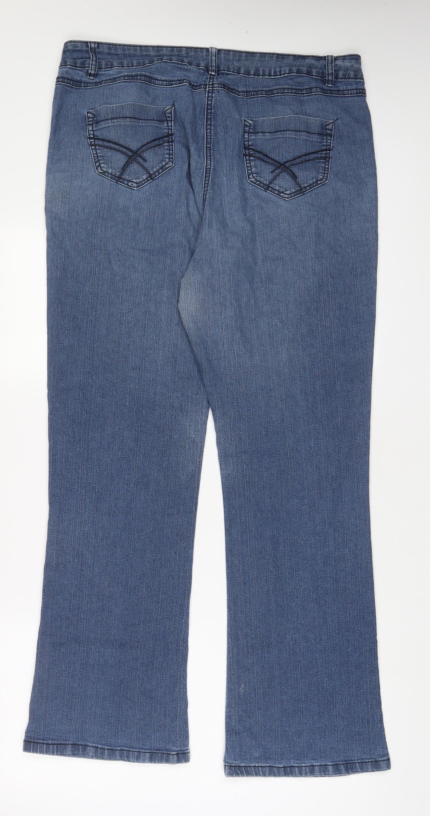 TU Womens Blue Cotton Bootcut Jeans Size 16 L32 in Regular Zip