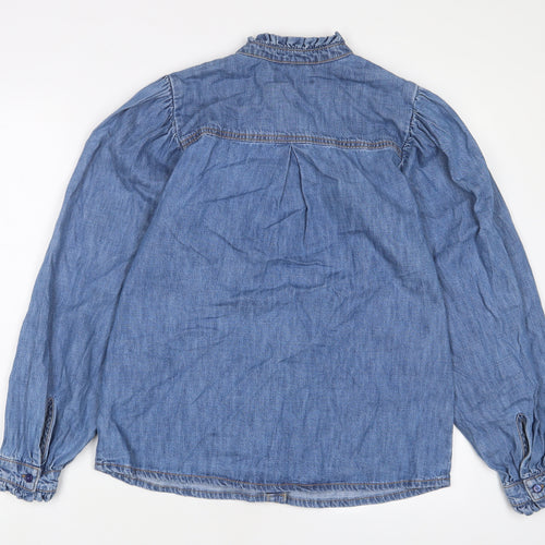 George Womens Blue Cotton Basic Button-Up Size 12 Crew Neck
