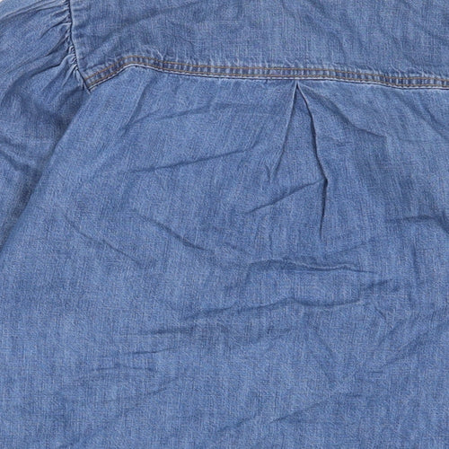 George Womens Blue Cotton Basic Button-Up Size 12 Crew Neck