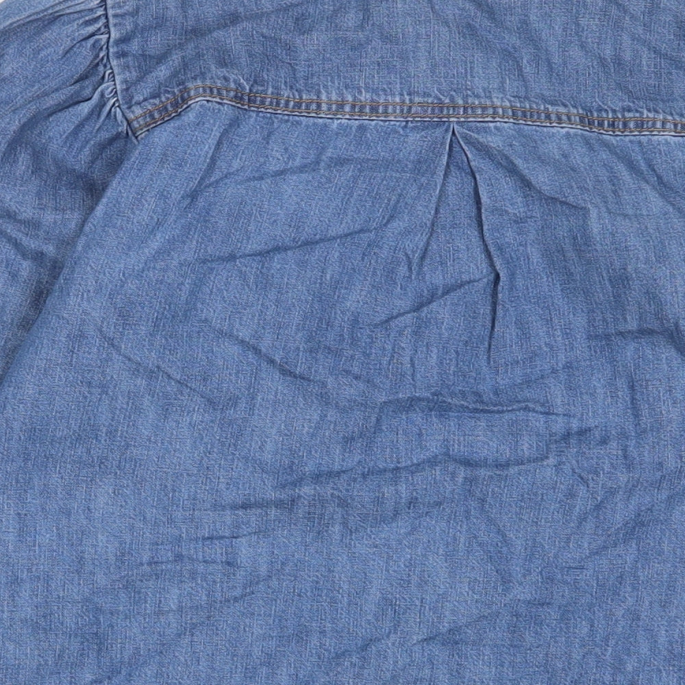 George Womens Blue Cotton Basic Button-Up Size 12 Crew Neck