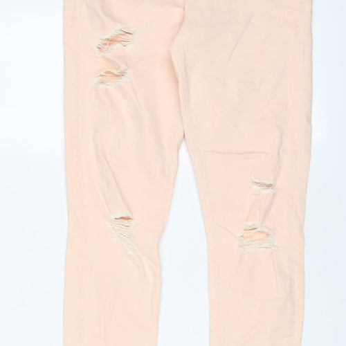 River Island Womens Pink Cotton Skinny Jeans Size 12 L28 in Regular Zip