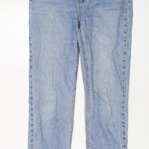 Denim & Co. Womens Blue Cotton Straight Jeans Size 8 L24 in Regular Zip