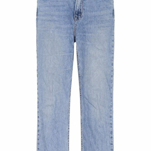 Denim & Co. Womens Blue Cotton Straight Jeans Size 8 L24 in Regular Zip