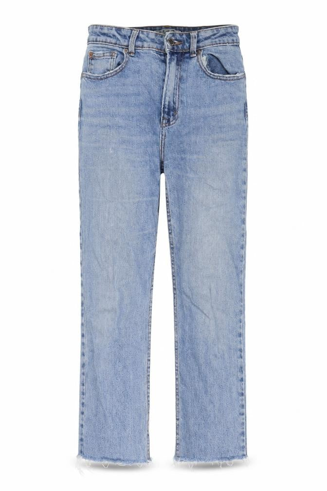 Denim & Co. Womens Blue Cotton Straight Jeans Size 8 L24 in Regular Zip