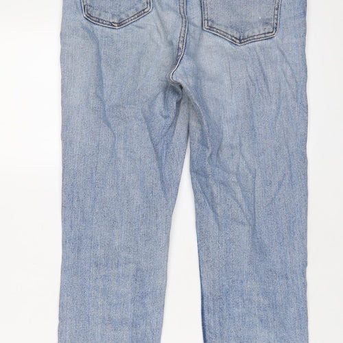 Denim & Co. Womens Blue Cotton Straight Jeans Size 8 L24 in Regular Zip
