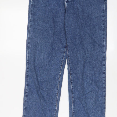 NA-KD Womens Blue Cotton Straight Jeans Size 8 L28 in Regular Button