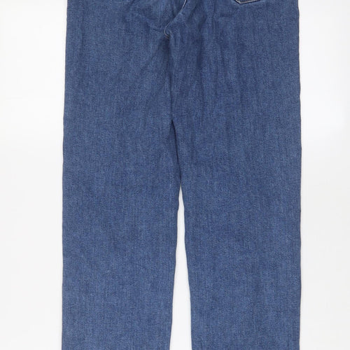 NA-KD Womens Blue Cotton Straight Jeans Size 8 L28 in Regular Button