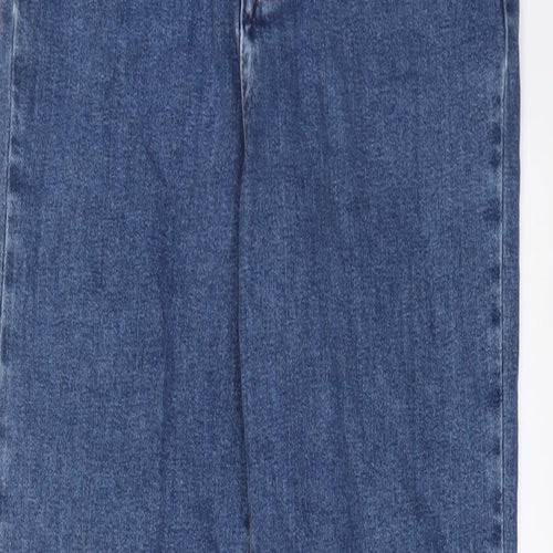 NA-KD Womens Blue Cotton Straight Jeans Size 8 L28 in Regular Button