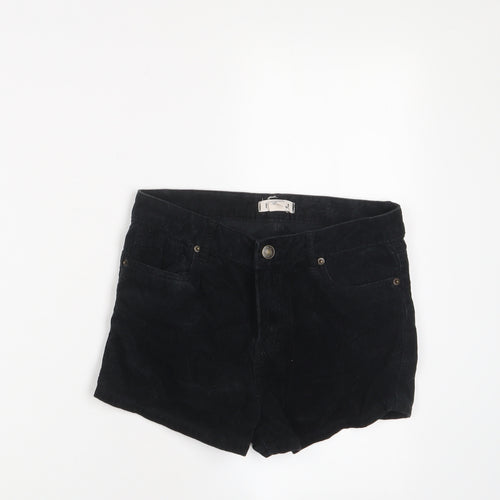 I Love H81 Womens Black Cotton Basic Shorts Size 25 in Regular Zip