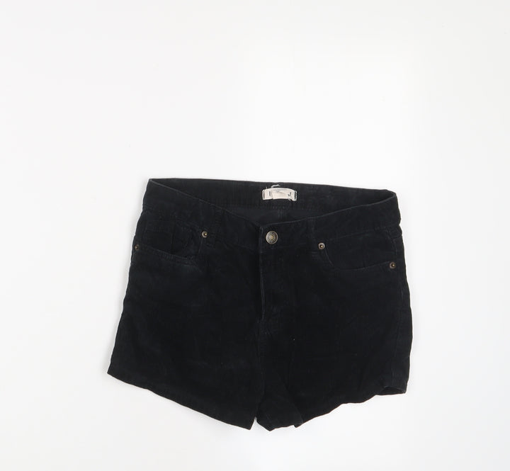 I Love H81 Womens Black Cotton Basic Shorts Size 25 in Regular Zip